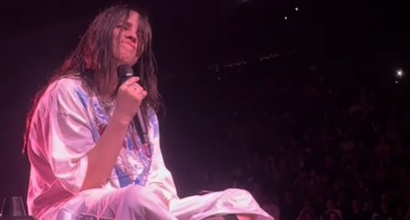 Billie Eilish hit in face on stage during emotional performance as fan