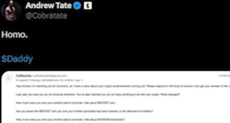 YouTuber claps back at Andrew Tate after he 'leaked' his email telling fans to call creator 'gay'